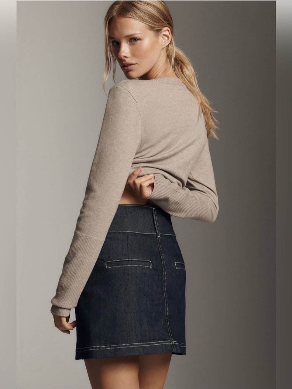 NWT Anthropologie Pilcro Button Front Denim Mini Skirt Size 2 Dark Medium Denim - Picture 4 of 15
